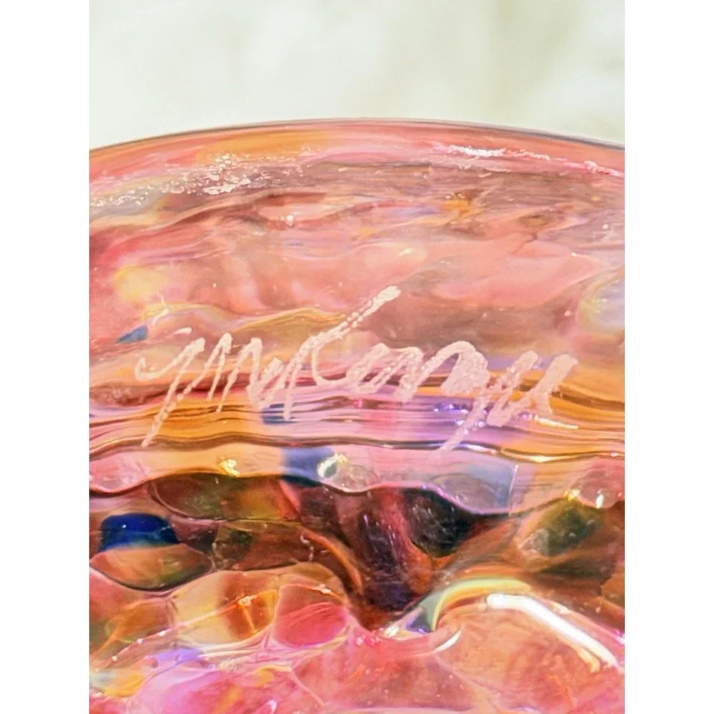 Beautiful Hand Blown Glass Bowl With Signature Dated 2003 6